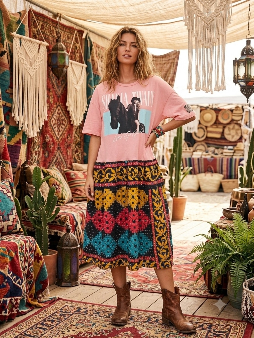 OOAK SHANIA KANTHA BOHO MIDI DRESS SM-XL